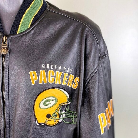 Green Bay Packers Leather Jacket by G-III Cow Leather High Quality LARGE - Picture 10 of 12